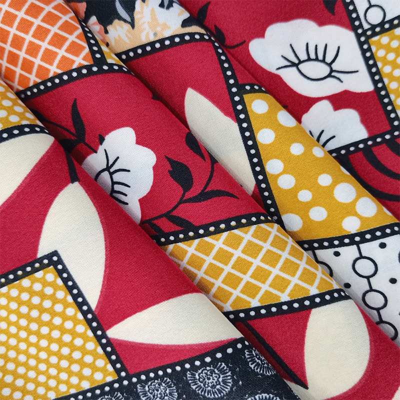 TIME-15-2-5 120 GSM 4-Wege-Stretch-Polyesterstoff mit Druckmuster